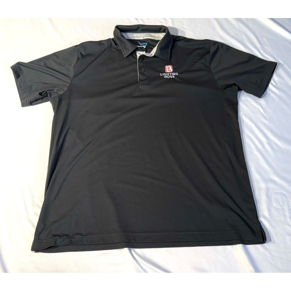 TGW Men's Golf Polo Shirt XL Black 100% Polyester Good Condition!